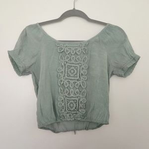 E M (E hanger M) Mint Green Boho Blouse Size Small